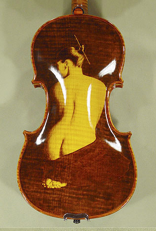 4 4 MAESTRO VASILE GLIGA'NUDE' Pyrogravure One Piece Back Violin Code 