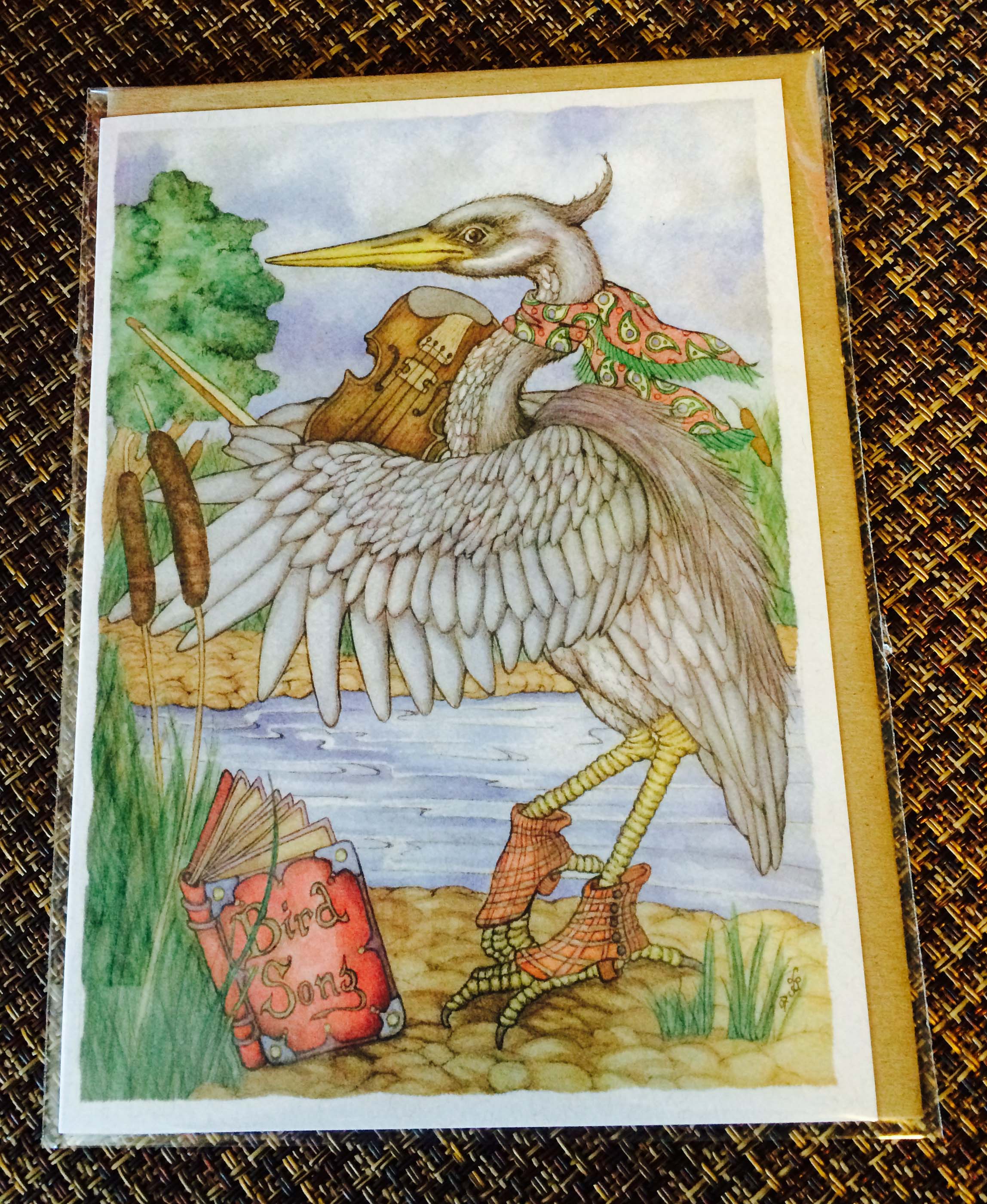 Heron Bird Song Stylish Heron Playing the Fiddle from a Bird Song